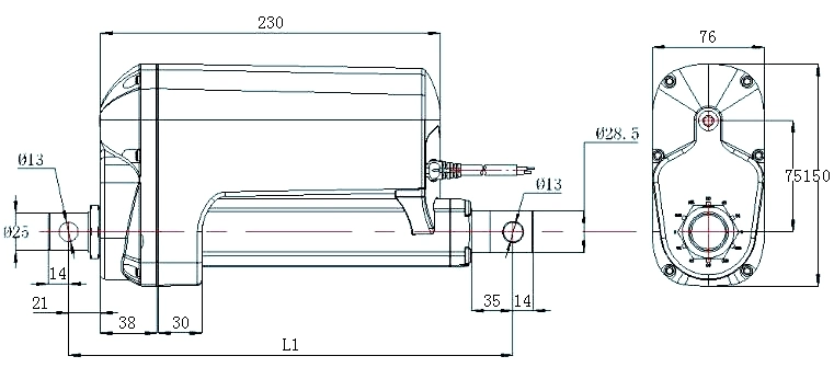 12000n 12/24DC Hospital Bed Heavy Duty Electric Adjustable Stroke Industrial Linear Actuator for Salon Furniture Parts Use