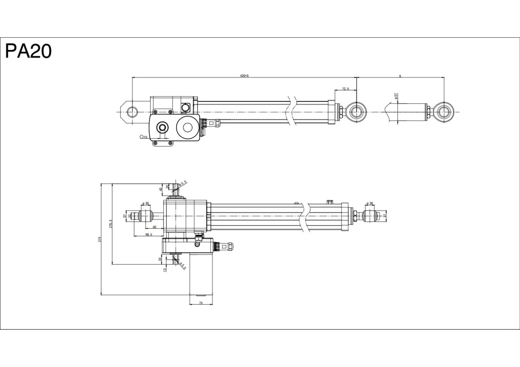 24V DC Brushed Motor Solar Tracker Linear Actuator with Maximum Load 50000n for 2p PV Tracking Bracket