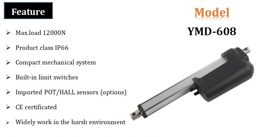 High Load 1200kg Force Linear Motor Actuator with CE Mark 24volt, IP66